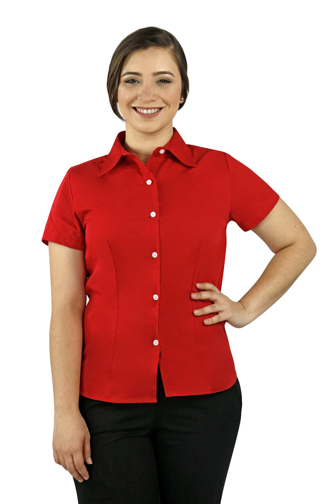 blusa roja manga corta